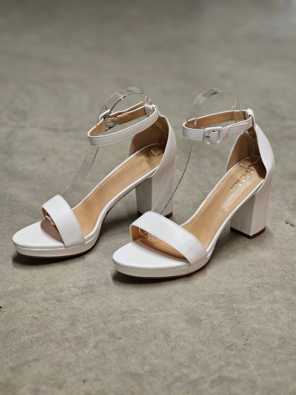 White Block Heel Sandal With Ankle Strap For Women - Elegant Design Ideal For Fo